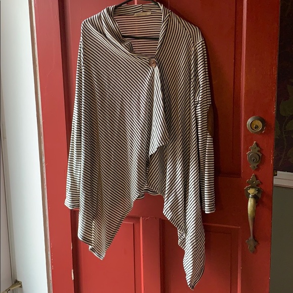 Cherish Sweaters - 🦋Cherish navy stripe waterfall cardigan L 🦋3/$25